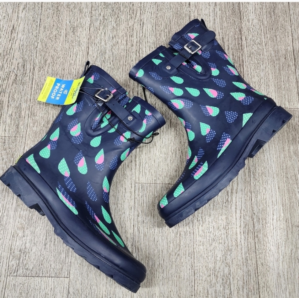 Western Chief Adult Winter Rain Boots Dotty Downpour Indigo 6M New w/tags